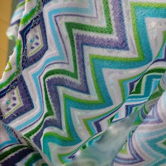 World LOB Clothing Blue Green Chevron Shirt - Picture 7 of 8